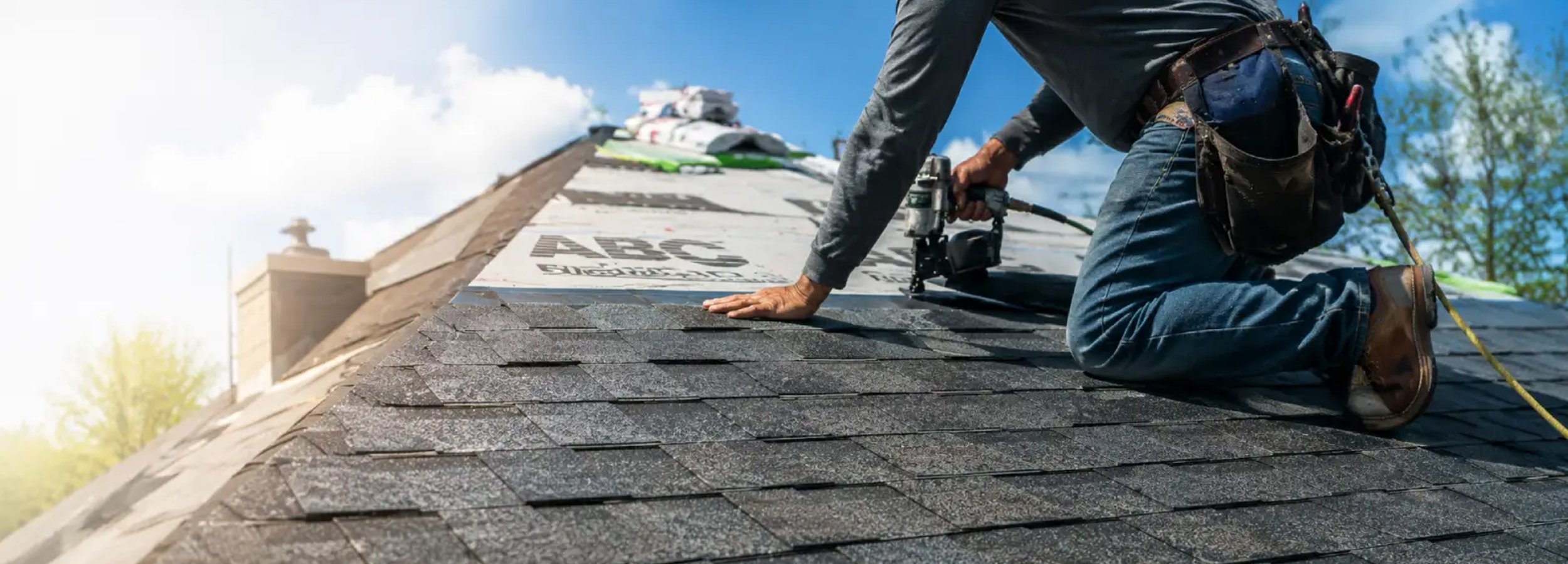 Roofing contractors reviewing project